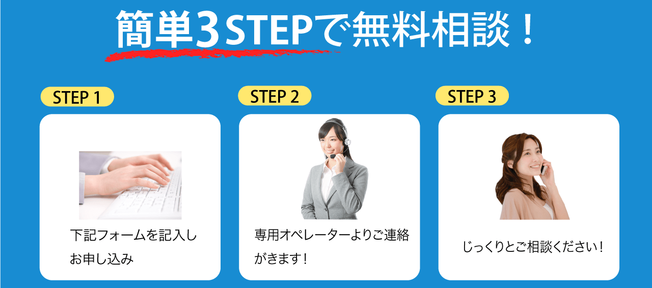 簡単3STEPで無料相談！