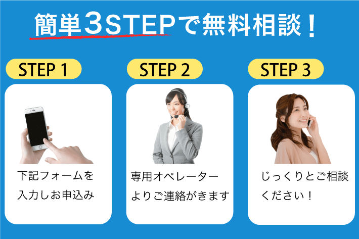 簡単3STEPで無料相談！