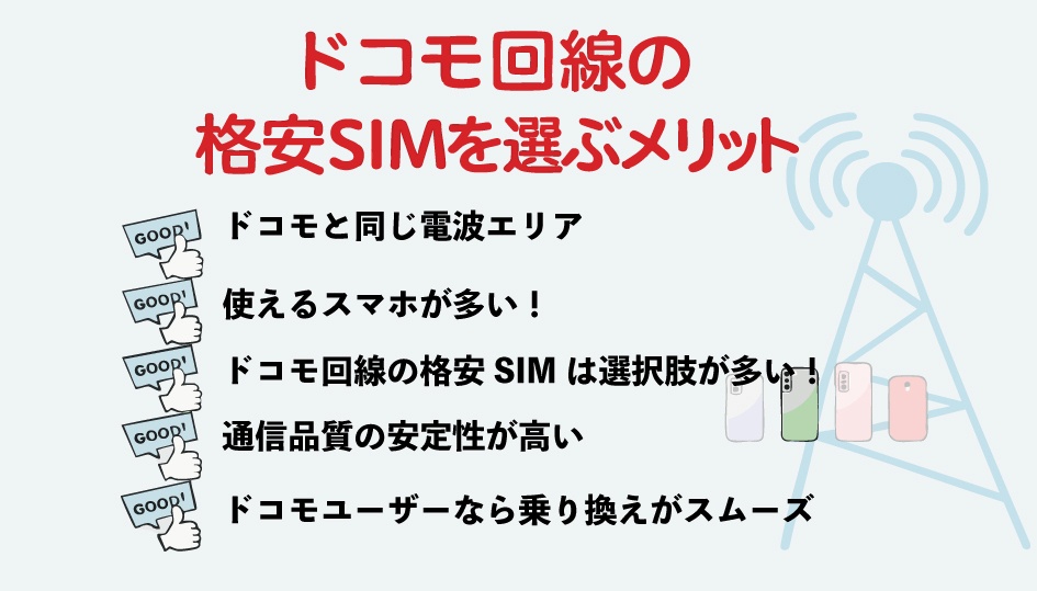 ドコモ回線の格安SIMを選ぶメリット